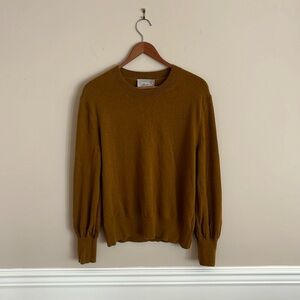 EVERLANE Cashmere Lantern Sleeve Sweater in Brass size XL